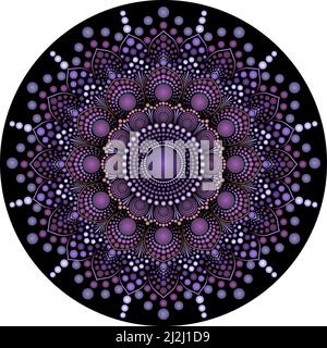 Dekorative bunte Punkt Mandala, Design-Element. Kann für Karten, Einladungen, Banner, Plakate, Printdesign verwendet werden. Mandala Hintergrund. Stock Vektor