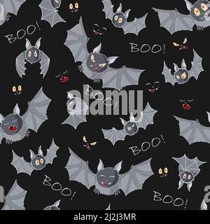Fliegende Fledermäuse Vector Halloween nahtlose Muster. Hintergrund für Party Poster Stock Vektor