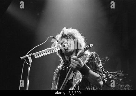 Bon Jovi bei Monsters of Rock, Castle Donington. Im Bild Richie Sambora. 22.. August 1987. Stockfoto