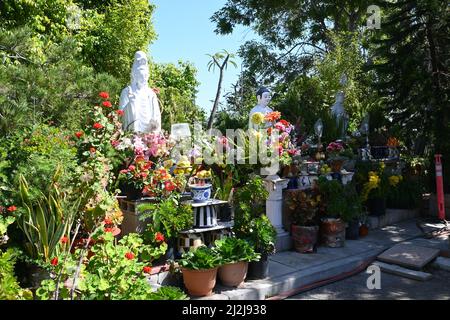 SANTA ANA, KALIFORNIEN - 10. MÄRZ 2022: Schrein bei der Internationalen Sangha Bhiksu Buddhist Association. Stockfoto