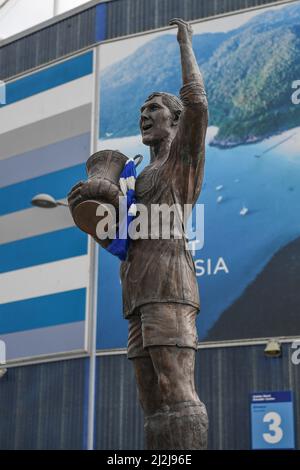 Statue von Fred Keenor, Kapitän der Stadt Cardiff, FA Cup 1927 im Cardiff City Stadium Stockfoto