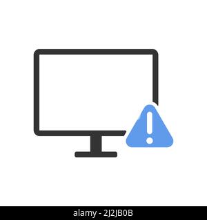 Blaues Warnzeichen-Vektorsymbol auf dem Computerbildschirm Stock Vektor