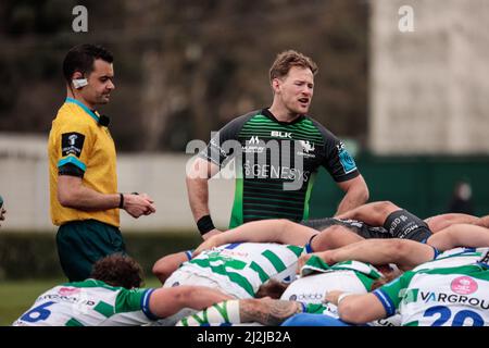 Monigo Stadium, Treviso, Italien, 02. April 2022, Kieran Marmion (Connacht Rugby) während des Spiels von Benetton Rugby gegen Connacht Rugby - United Rugby Championship Stockfoto