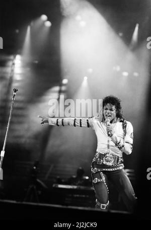 Michael Jackson, Bad Tour 1988, Konzert auf der Aintree Racecourse, Aintree, Merseyside, England, 11.. September 1988. Stockfoto