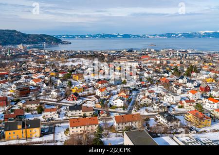 Luftaufnahme des Trondheim, der drittbevölkerungsreichsten Gemeinde Norwegens Stockfoto