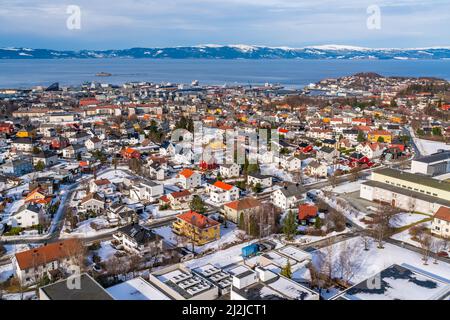 Luftaufnahme des Trondheim, der drittbevölkerungsreichsten Gemeinde Norwegens Stockfoto