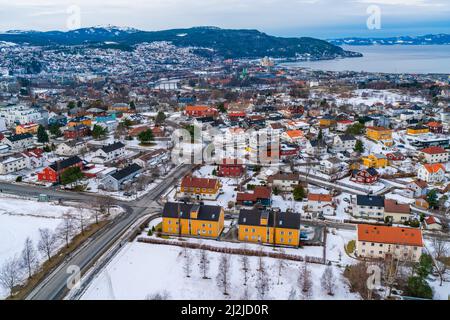 Luftaufnahme des Trondheim, der drittbevölkerungsreichsten Gemeinde Norwegens Stockfoto