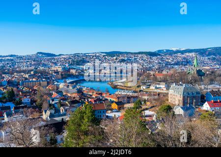 Luftaufnahme des Trondheim, der drittbevölkerungsreichsten Gemeinde Norwegens Stockfoto