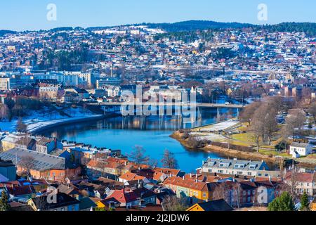 Luftaufnahme des Trondheim, der drittbevölkerungsreichsten Gemeinde Norwegens Stockfoto