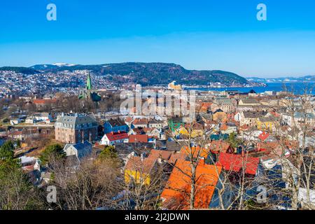 Luftaufnahme des Trondheim, der drittbevölkerungsreichsten Gemeinde Norwegens Stockfoto