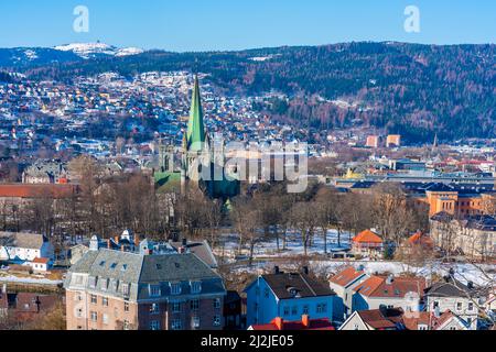 Luftaufnahme des Trondheim, der drittbevölkerungsreichsten Gemeinde Norwegens Stockfoto