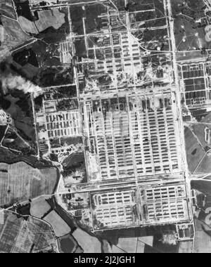 Luftaufnahme von Auschwitz RAF-Aufklärungsbild 1944 Stockfoto