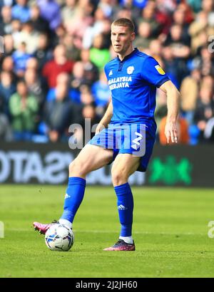 2.. April 2022 ; Cardiff City Stadium, Cardiff, Wales; Championship Football, Cardiff City gegen Swansea; Mark McGuinness von Cardiff City Stockfoto