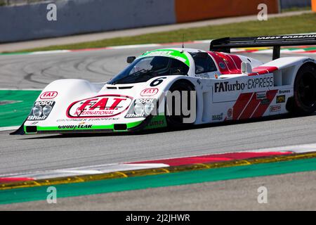 Katalonien, Spanien. 2.. April 2022 ; Circuit de Barcelona-Catalunya, Spanien; Espiritu de Montjuic: Lukas Halusa (AT) fährt den Porsche 962 während des Espiritu de Montjuic auf dem Circuit of Catalunya Credit: Action Plus Sports Images/Alamy Live News Stockfoto