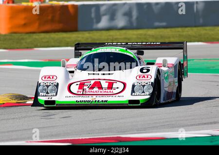 Katalonien, Spanien. 2.. April 2022 ; Circuit de Barcelona-Catalunya, Spanien; Espiritu de Montjuic: Lukas Halusa (AT) fährt den Porsche 962 während des Espiritu de Montjuic auf dem Circuit of Catalunya Credit: Action Plus Sports Images/Alamy Live News Stockfoto