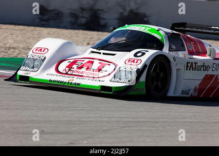 Katalonien, Spanien. 2.. April 2022 ; Circuit de Barcelona-Catalunya, Spanien; Espiritu de Montjuic: Lukas Halusa (AT) fährt den Porsche 962 während des Espiritu de Montjuic auf dem Circuit of Catalunya Credit: Action Plus Sports Images/Alamy Live News Stockfoto