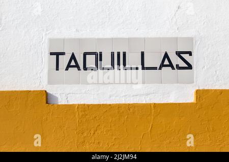 Sevilla, Spanien - 10. Mai 2018: Ticketschalter in der Nähe der Plaza de Toros in Sevilla Stockfoto