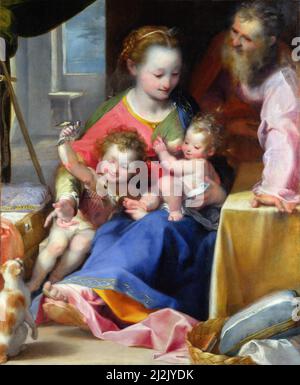 Die Madonna mit dem Kind mit dem heiligen Josef und dem Kleinkind, bekannt als die Madonna der Katze ('La Madonna del Gatto') von Il Barocci (Federico Barocci: c.1528-1612), Öl auf Leinwand, um 1575 Stockfoto