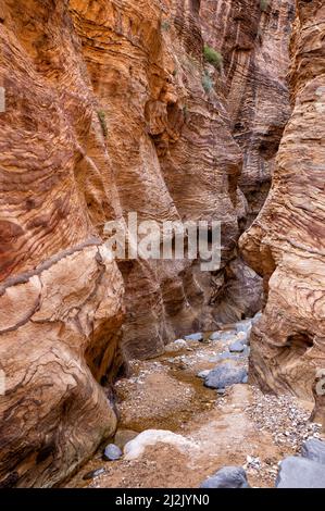 Wadi Ghuweir Canyon Landschaft, Jordanien. Stockfoto