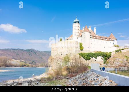 Schönbühella-Aggsbach: Schloss Schönbühella, Donau in Wachau, Niederösterreich, Niederösterreich, Österreich Stockfoto