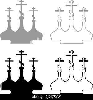 Dome of the Church Set Symbol grau schwarz Farbe Vektor Illustration Bild einfach solide Füllung Kontur Kontur Linie dünn flach Stil Stock Vektor