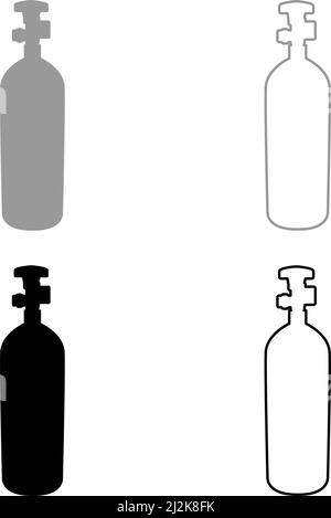 Gasflasche Ballon Set Symbol grau schwarz Farbe Vektor Illustration Bild einfach solide Füllung Kontur Kontur Linie dünn flach Stil Stock Vektor