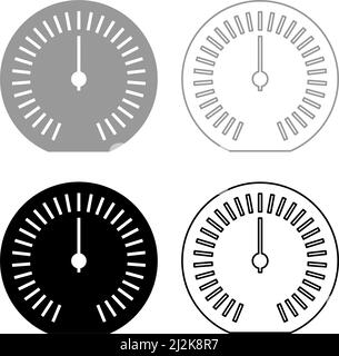 Tachometer Kilometerzähler Geschwindigkeitszähler Symbol Set grau schwarz Farbe Vektor Illustration Bild einfach solide Füllung Umriss Kontur Linie dünn flach Stil Stock Vektor