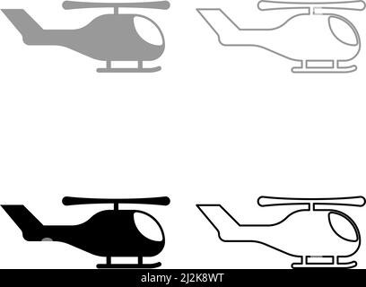 Helikopter Hubschrauber in Luft gesetzt Symbol grau schwarz Farbe Vektor Illustration Bild einfach solide füllen Kontur Kontur Linie dünn flach Stil Stock Vektor