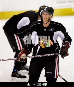 Magnus Johansson in Chicago Black Hawks, Chicago, USA. Stockfoto