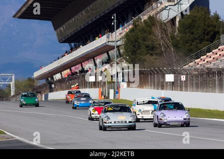 2.. April 2022 ; Circuit de Barcelona-Catalunya, Spanien; Espiritu de Montjuic: Rennstart der Iberischen Geschichte während des Rennfestivals Espiritu de Montjuic Stockfoto