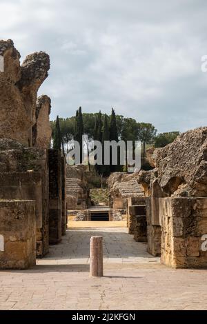 Archäologische Stätte von Italica, Stadt mit einer strategischen Rolle im Römischen Reich, Geburtsort der Kaiser Trajan und Hadrian, Santiponce, Sevilla, Spanien Stockfoto