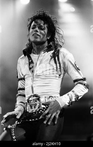 Michael Jackson, Bad Tour 1988, Konzert auf der Aintree Racecourse, Aintree, Merseyside, England, 11.. September 1988. Stockfoto