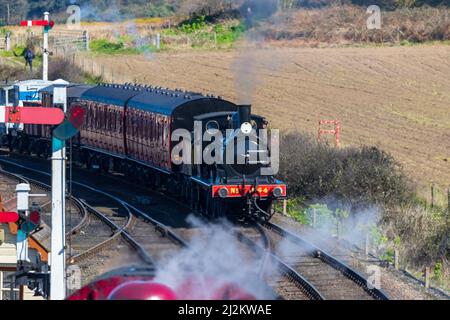 Weybourne, Großbritannien – 2. 2022. April: Spring Steam Gala Event auf der North Norfolk Poppy Line Credit: Richard O'Donoghue/Alamy Live News Stockfoto