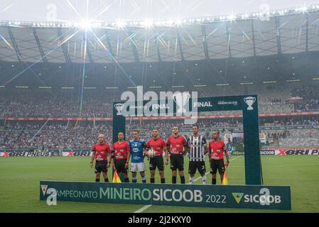 Belo Horizonte, Brasilien. 02. April 2022. MG - Belo Horizonte - 04/02/2022 - MINEIRO 2022 FINALE, ATLETICO-MG X CRUZEIRO Foto: Alessandra Torres/AGIF/Sipa USA Quelle: SIPA USA/Alamy Live News Stockfoto