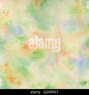 Abstrakt Aquarell Hintergrund grün gelb Pfirsich blau Schattierungen, ein handbemaltes Design-Element. Stockfoto