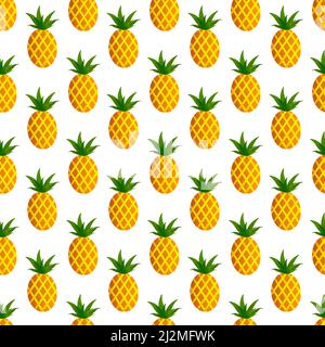 Einfaches Muster mit Ananas. Vektorzeichnung auf weißem Hintergrund. Stock Vektor