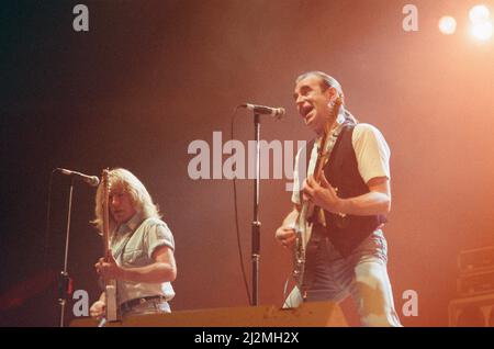 Status Quo im Konzert im NEC in Birmingham, 11.. Dezember 1990. Unser Bild Zeigt ... Rick Parfitt und Francis Rossi Stockfoto