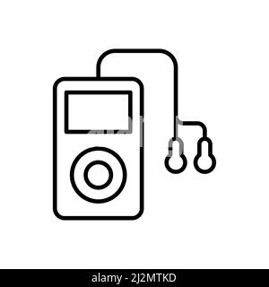 Linienvektorsymbol für MP3 Spieler auf weißem Hintergrund Stock Vektor