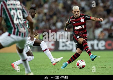 Rio De Janeiro, Brasilien. 03. April 2022. RJ - Rio de Janeiro - 04/02/2022 - CARIOCA 2022 FINALE, FLUMINENSE X FLAMENGO Foto: Jorge Rodrigues/AGIF/Sipa USA Quelle: SIPA USA/Alamy Live News Stockfoto