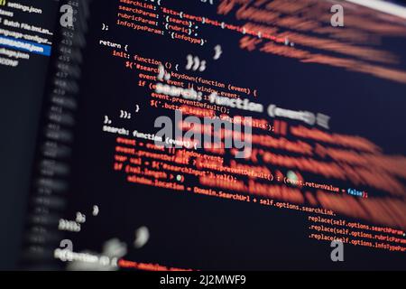 IT-Geschäft. Python Code Computer-Bildschirm. Design-Konzept für mobile Anwendungen. Stockfoto