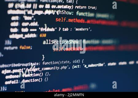 IT-Geschäft. Python Code Computer-Bildschirm. Design-Konzept für mobile Anwendungen. Stockfoto