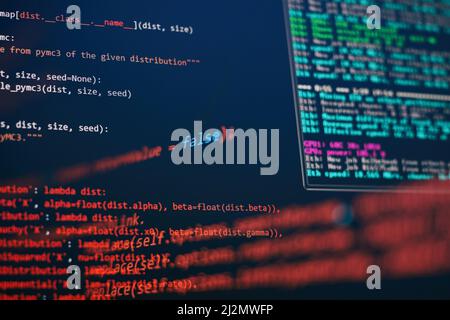 IT-Geschäft. Python Code Computer-Bildschirm. Design-Konzept für mobile Anwendungen. Stockfoto
