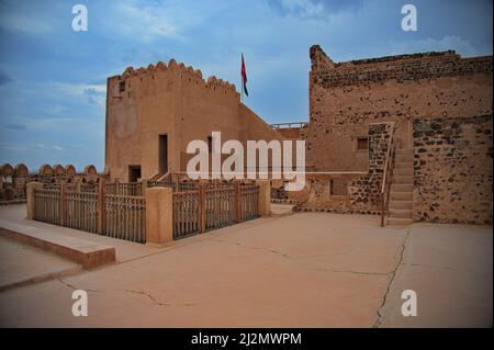 Nahaufnahme des Nizwa Fort im Oman Stockfoto