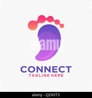 Logo-Design in Fußabdruck-Form verbinden Stock Vektor