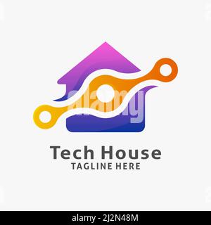 Tech House Logo Design Stock Vektor