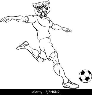 Panther-Fußball-Spieler Sport Maskottchen Stock Vektor