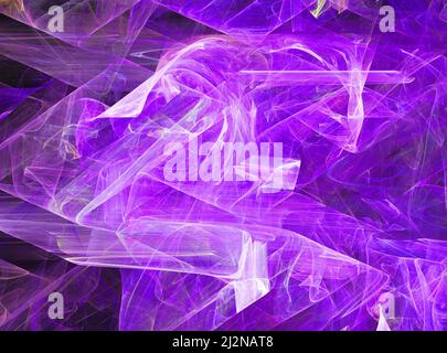 Violett fraktal abstrakt, Rauch und Licht. Schwarzer Hintergrund Stockfoto