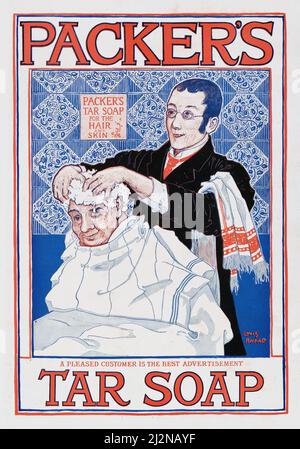 Louis Rhead Kunstwerk - Art Nouveau Plakat - Packers Teerseife (1910) Stockfoto