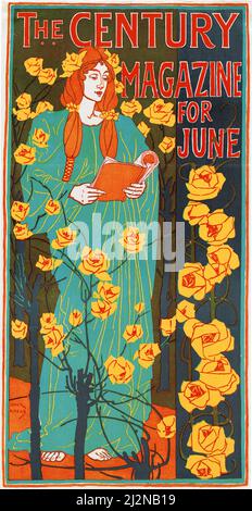 Louis Rhead Kunstwerk - Jugendstilplakat - das Century Magazin für Juni (1896). Stockfoto