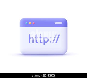 Hypertext Transfer Protocol Concept, HTTP-Daten-Webseite. Webbrowser, Internetkommunikationsprotokoll. 3D Vektorsymbol. Minimalistischer Cartoon-Stil. Stock Vektor